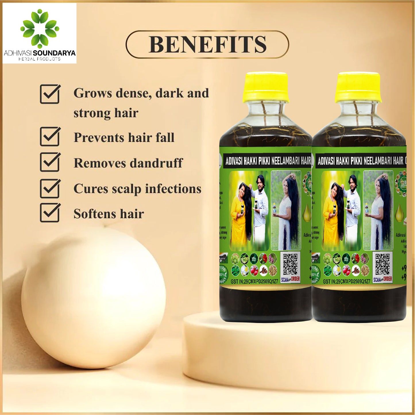 Adivasi Hakki Pikki neelamabari regrowth hair oil 1litre (6month pack)